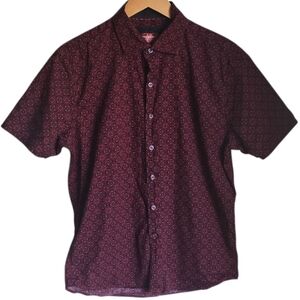 Consequences Red Floral Geometric Print Button Down Shirt Men’s Size Medium